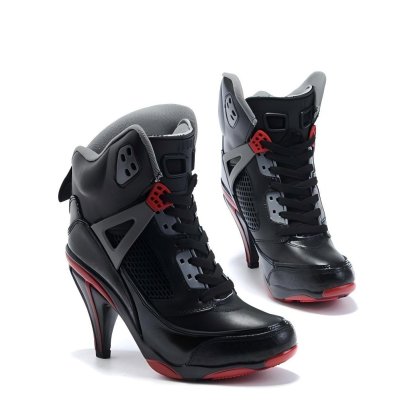 Air Jordan 5 Black Red High Heels