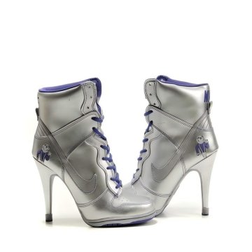 Nike-Inspired Silver High Heels