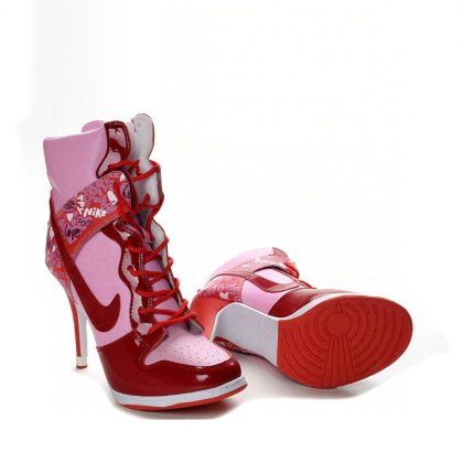 Pink Red Nike Dunk High Heels