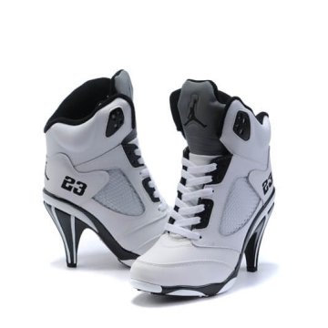 White Jordan 5 High Heels for Women