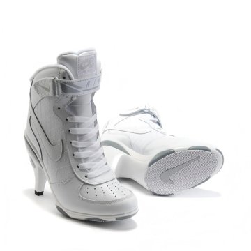White Nike Air Force 1 High Top Heels