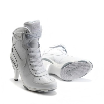 White Nike Air Force 1 High Top Heels